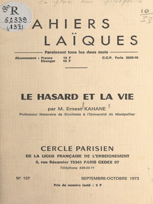 cover image of Le hasard et la vie